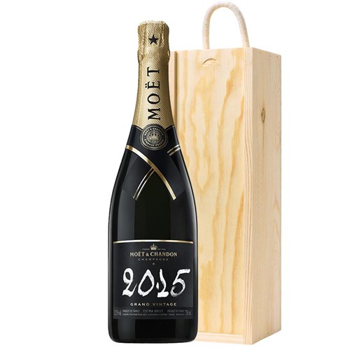 Moet And Chandon Brut Vintage 2013-15 Champagne 75cl In Wooden Sliding Lid Gift Box